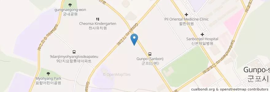 Mapa de ubicacion de 두리이비인후과의원 en كوريا الجنوبية, 경기도, 군포시, 광정동.