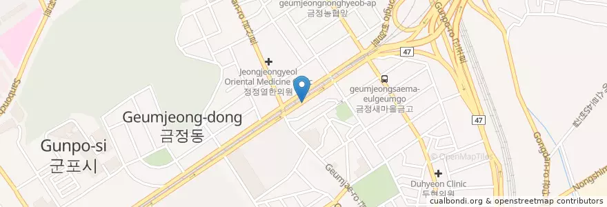 Mapa de ubicacion de 명동물종합병원 en Korea Selatan, Gyeonggi, 군포시, 금정동.