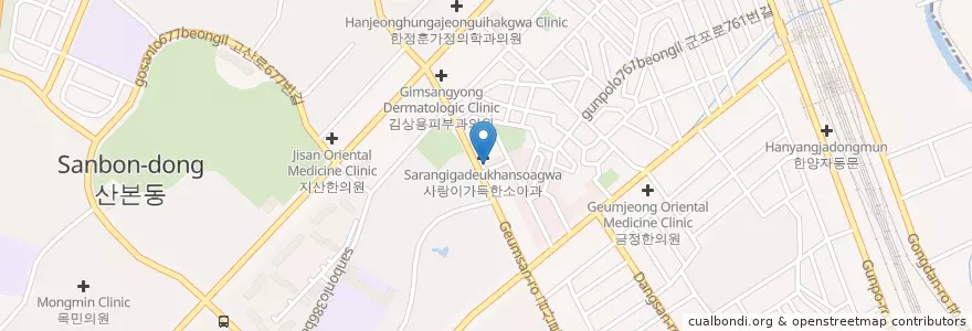 Mapa de ubicacion de 도담한의원 en Corea Del Sud, Gyeonggi, 군포시, 산본2동.