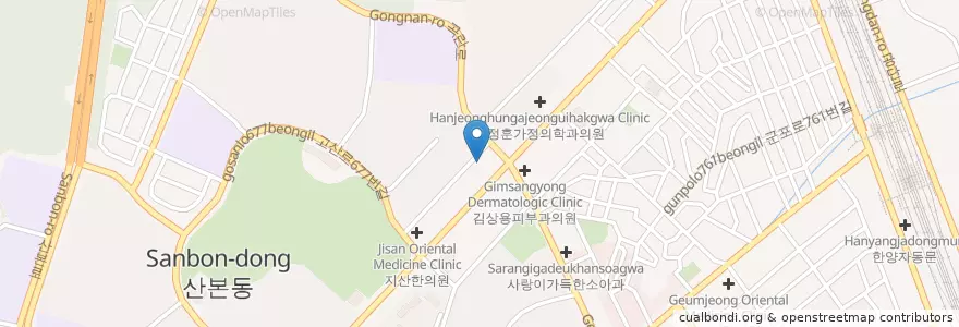 Mapa de ubicacion de 광동한의원 en 대한민국, 경기도, 군포시, 산본2동.