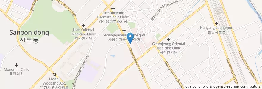 Mapa de ubicacion de 한초당한의원 en Corea Del Sud, Gyeonggi, 군포시, 산본2동.