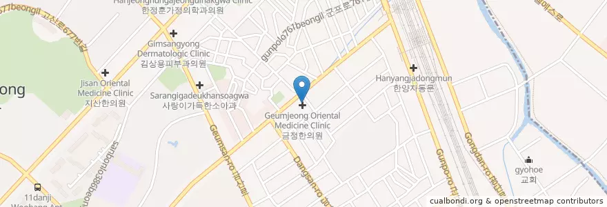 Mapa de ubicacion de 금정한의원 en Corée Du Sud, Gyeonggi, 군포시, 산본1동.