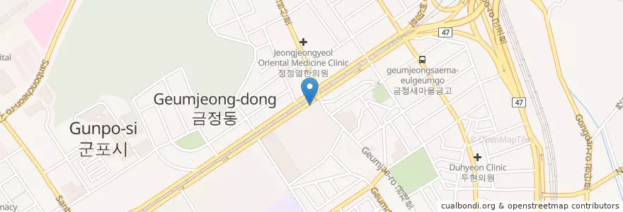 Mapa de ubicacion de 우리한의원 en كوريا الجنوبية, 경기도, 군포시, 금정동.