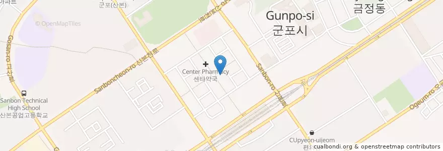 Mapa de ubicacion de 김양식한의원 en South Korea, Gyeonggi-Do, Gunpo-Si.