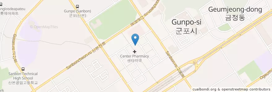 Mapa de ubicacion de 수한의원 en Coreia Do Sul, Gyeonggi, 군포시.