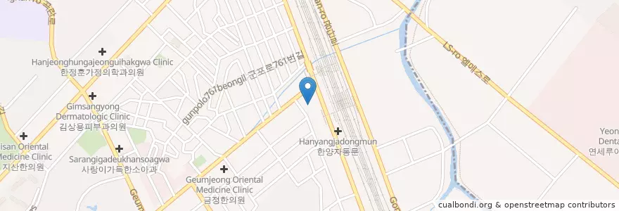 Mapa de ubicacion de 금정성심의원 en 대한민국, 경기도, 군포시, 금정동, 산본1동.
