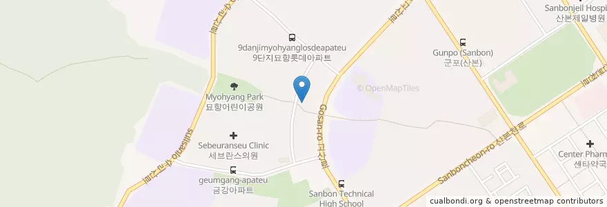 Mapa de ubicacion de 홍익한의원 en Korea Selatan, Gyeonggi, 군포시, 궁내동, 광정동.