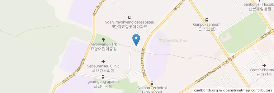 Mapa de ubicacion de 제창한의원 en Zuid-Korea, Gyeonggi-Do, 군포시, 궁내동, 광정동.