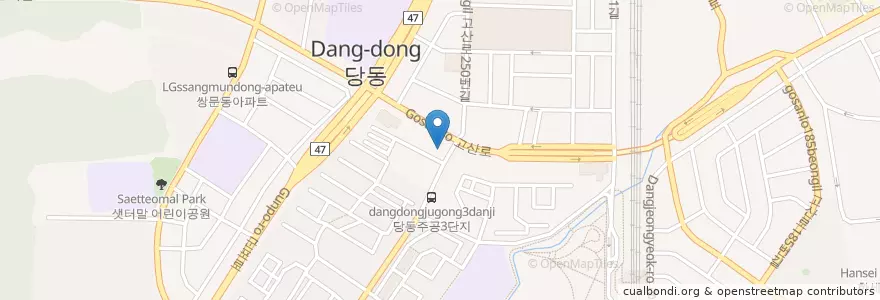 Mapa de ubicacion de 금강한의원 en Республика Корея, Кёнгидо, 군포시, 당동, 군포1동, 군포2동.