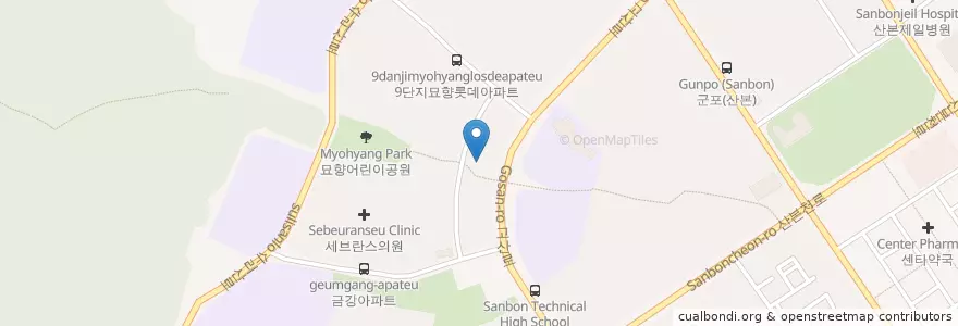Mapa de ubicacion de 산본예인한의원 en 대한민국, 경기도, 군포시, 궁내동, 광정동.