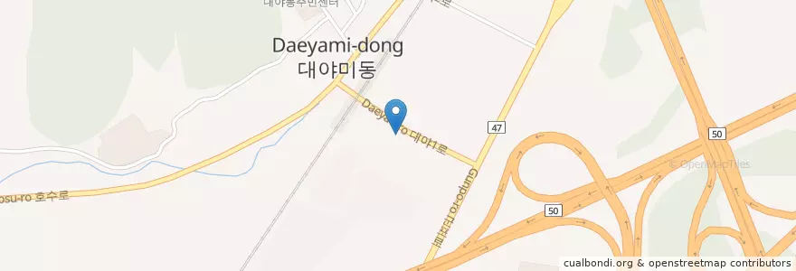 Mapa de ubicacion de 인제당중국한의원 en Güney Kore, 경기도, 군포시, 대야동.