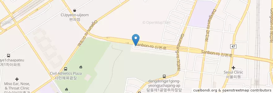 Mapa de ubicacion de 현대 건축.인테리어 en Республика Корея, Кёнгидо, 군포시, 당동, 재궁동.