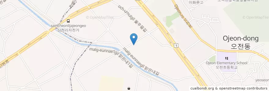 Mapa de ubicacion de 웰빙명인치과 의왕점 en Güney Kore, 경기도, 의왕시, 오전동.