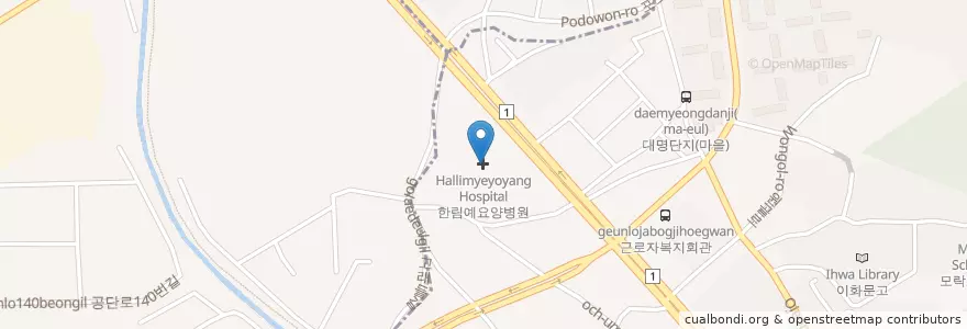 Mapa de ubicacion de 한림예요양병원 en Corée Du Sud, Gyeonggi, 의왕시, 오전동.