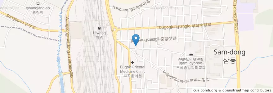 Mapa de ubicacion de Gyeonghuisonamu Oriental Medicine Clinic en South Korea, Gyeonggi-Do, Uiwang-Si, Bugok-Dong.