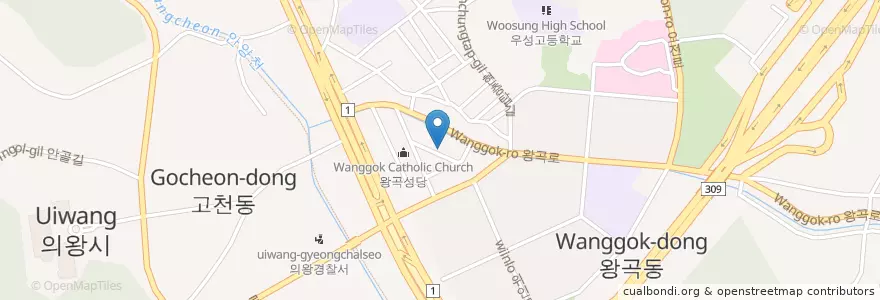 Mapa de ubicacion de 동의보감한의원 en Coreia Do Sul, Gyeonggi, 의왕시, 고천동, 왕곡동.