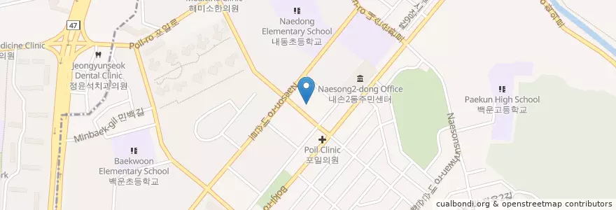 Mapa de ubicacion de 우리한의원 en 大韓民国, 京畿道, 義王市, 내손2동.