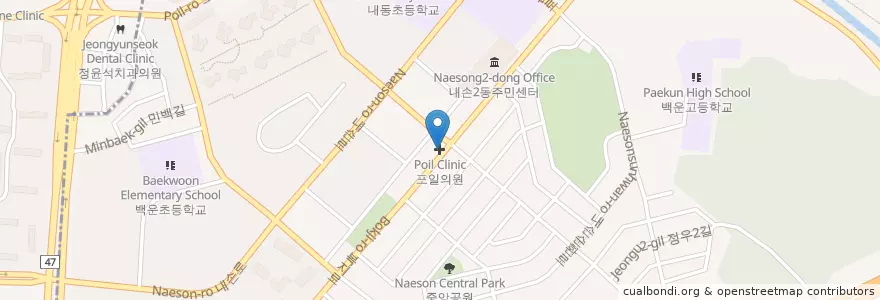Mapa de ubicacion de 포일의원 en کره جنوبی, گیونگی-دو, 의왕시, 내손2동.
