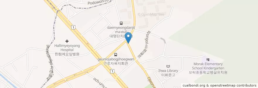Mapa de ubicacion de 푸른경희한의원 en كوريا الجنوبية, 경기도, 의왕시, 오전동.