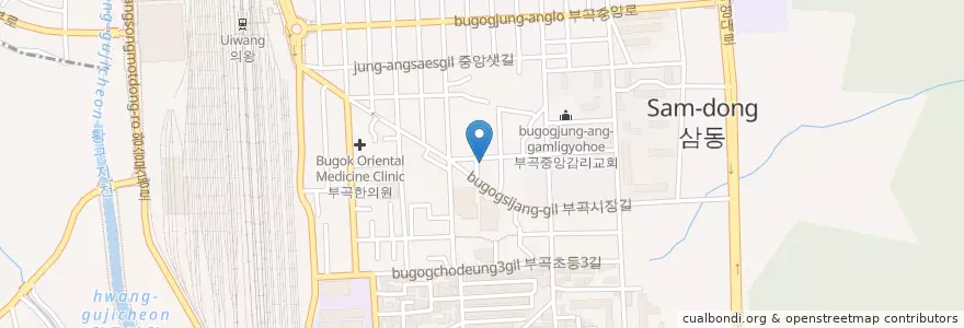 Mapa de ubicacion de 부곡경희한의원 en Güney Kore, 경기도, 의왕시, 부곡동.
