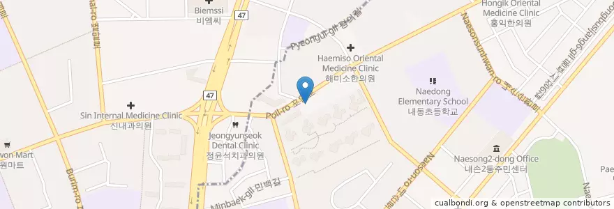 Mapa de ubicacion de 정한의원 en 대한민국, 경기도, 안양시, 의왕시, 동안구.