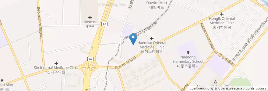 Mapa de ubicacion de 토성한의원 en 대한민국, 경기도, 안양시, 동안구.