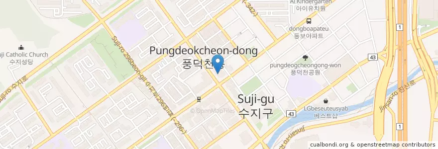 Mapa de ubicacion de 사랑이가득한치과 en كوريا الجنوبية, 경기도, 용인시, 수지구.