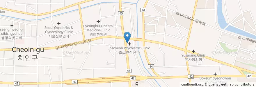 Mapa de ubicacion de 한솔산부인과 en Республика Корея, Кёнгидо, 용인시, 처인구.