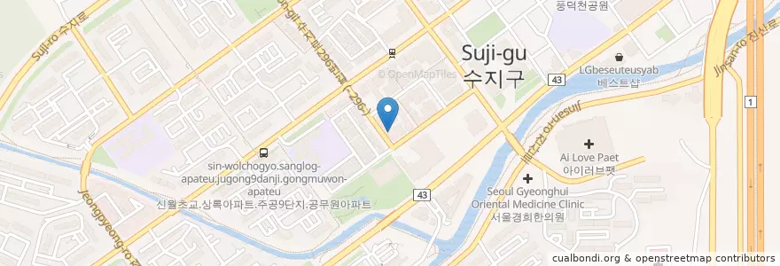 Mapa de ubicacion de NYU 아름다운치과 en 대한민국, 경기도, 용인시, 수지구.