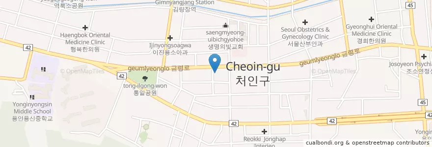 Mapa de ubicacion de 용인 연세산부인과 en Güney Kore, 경기도, 용인시, 처인구.