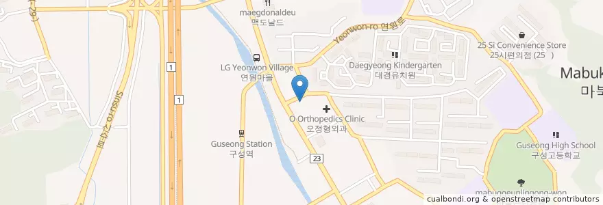 Mapa de ubicacion de 미앤지의원 en Südkorea, Gyeonggi-Do, 용인시, 기흥구.