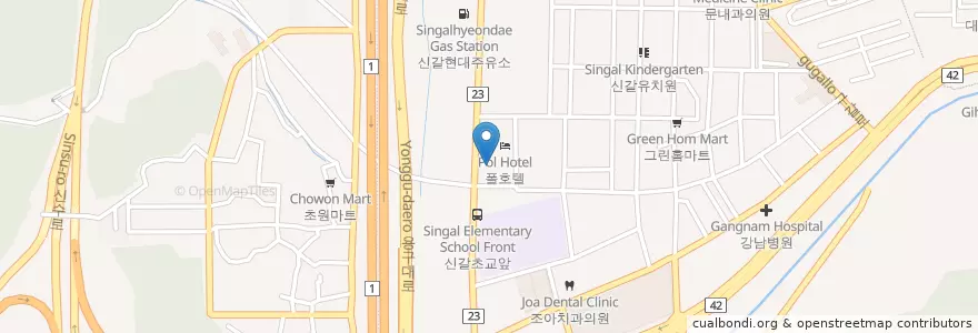 Mapa de ubicacion de 예일내과 en 대한민국, 경기도, 용인시, 기흥구.