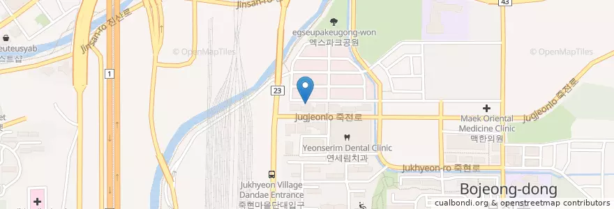 Mapa de ubicacion de 죽전 예치과 en 大韓民国, 京畿道, 竜仁市, 器興区, 水枝区.