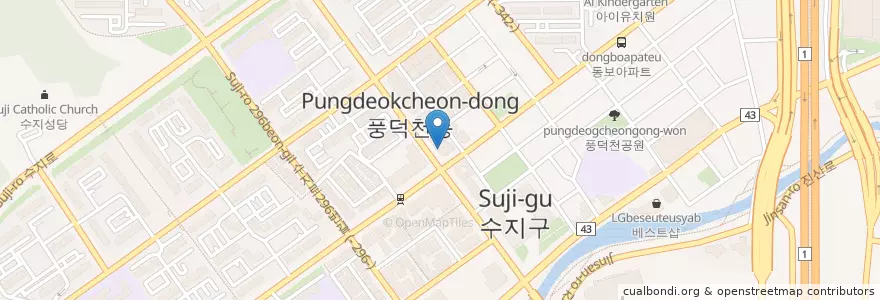 Mapa de ubicacion de 수지소생한의원 en 대한민국, 경기도, 용인시, 수지구.