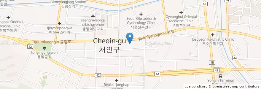 Mapa de ubicacion de 현안과의원 en کره جنوبی, گیونگی-دو, 용인시, 처인구.
