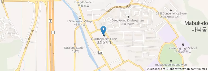 Mapa de ubicacion de 용한의원 en 韩国/南韓, 京畿道, 龙仁市, 器興區.