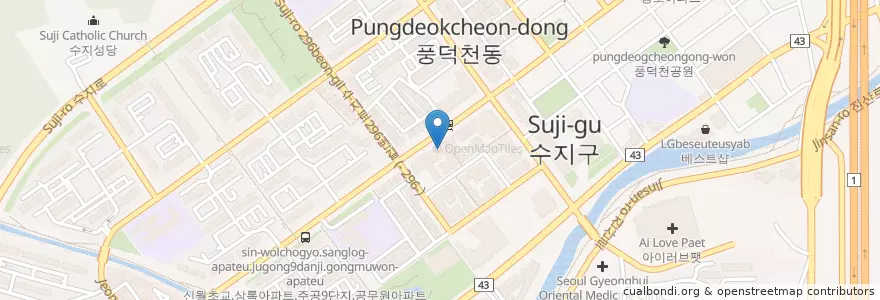 Mapa de ubicacion de 사랑샘내과 en كوريا الجنوبية, 경기도, 용인시, 수지구.