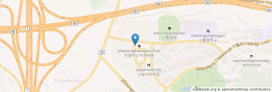 Mapa de ubicacion de 우리들가정의학과 en Güney Kore, 경기도, 용인시, 기흥구.