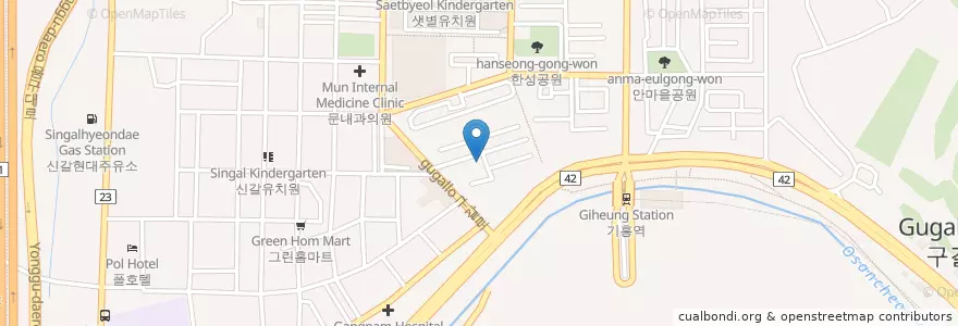 Mapa de ubicacion de 프로액션 en Coreia Do Sul, Gyeonggi, 용인시, 기흥구.