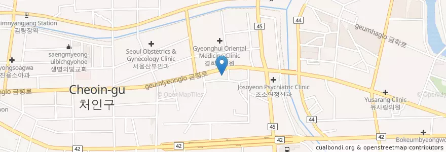 Mapa de ubicacion de 참안과의원 en كوريا الجنوبية, 경기도, 용인시, 처인구.