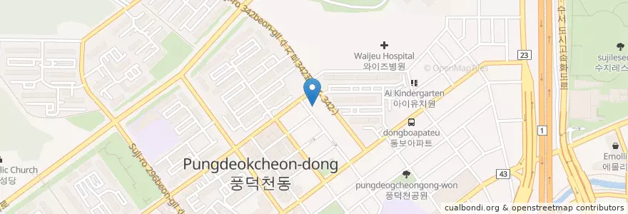 Mapa de ubicacion de 늘푸른동물병원 en Korea Selatan, Gyeonggi, 용인시, 수지구.