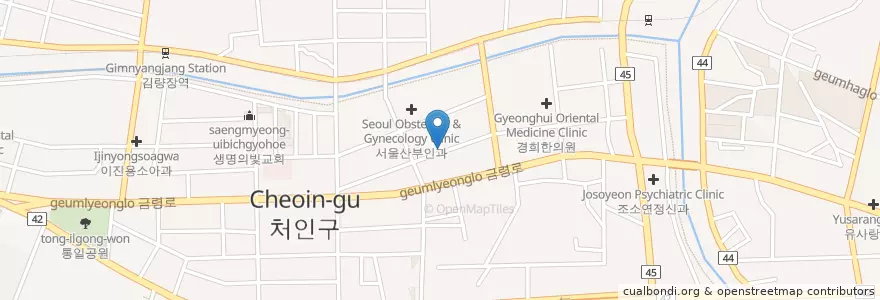 Mapa de ubicacion de 알콜전문병원 en 대한민국, 경기도, 용인시, 처인구.