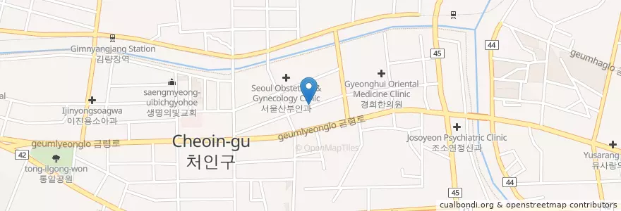 Mapa de ubicacion de 다니엘알콜병원 en Zuid-Korea, Gyeonggi-Do, 용인시, 처인구.
