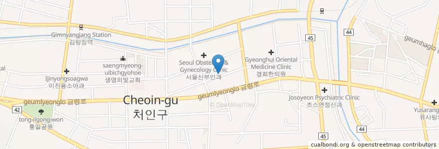 Mapa de ubicacion de 알콜중독정신병원 en 대한민국, 경기도, 용인시, 처인구.
