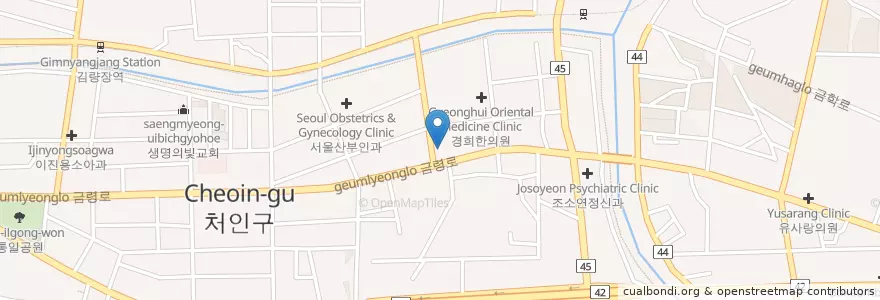 Mapa de ubicacion de 연세재활의학과 en Corea Del Sur, Gyeonggi, 용인시, 처인구.