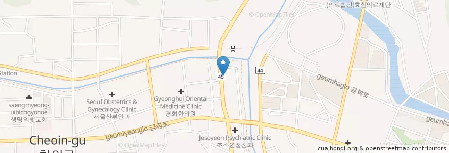 Mapa de ubicacion de 박홍수내과 인공신장실 en 韩国/南韓, 京畿道, 龙仁市, 處仁區.