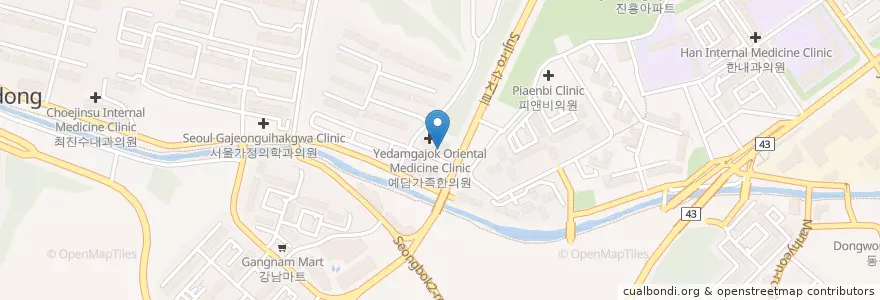 Mapa de ubicacion de 성복동물병원 en کره جنوبی, گیونگی-دو, 용인시, 수지구.