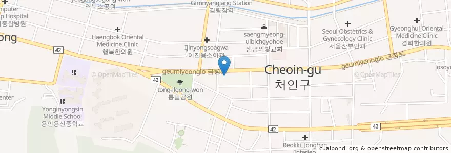 Mapa de ubicacion de 애견종합병원 en Güney Kore, 경기도, 용인시, 처인구.