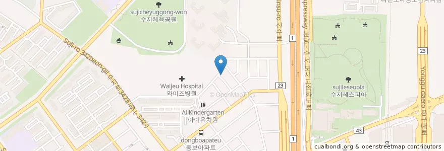 Mapa de ubicacion de 영달가축병원 en Corea Del Sur, Gyeonggi, 용인시, 수지구.