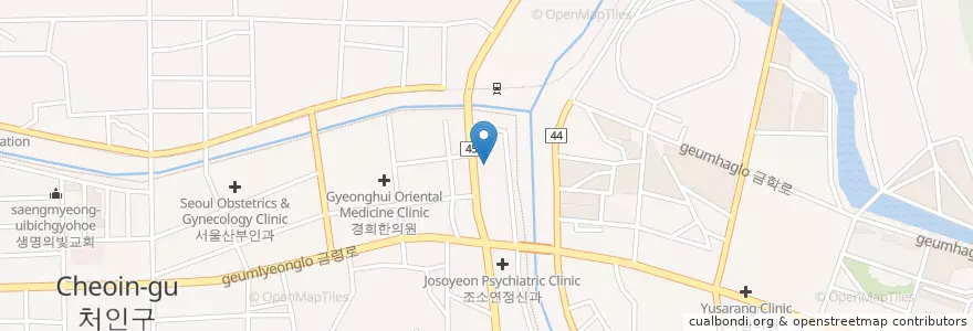 Mapa de ubicacion de 윤종합동물병원 en 大韓民国, 京畿道, 竜仁市, 処仁区.